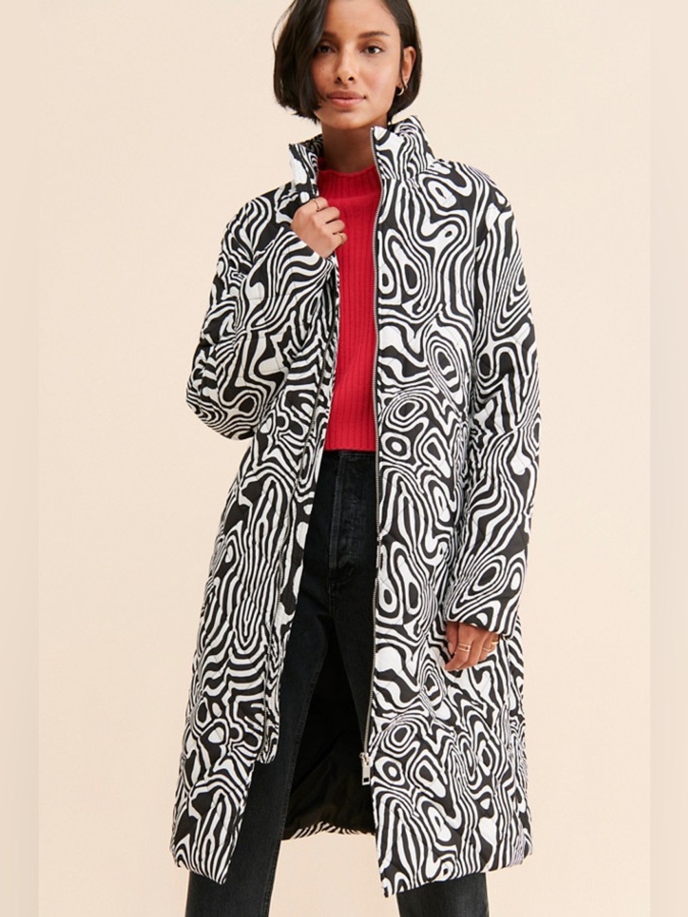 The Ragged Priest Simulation Marble Puffer Coat